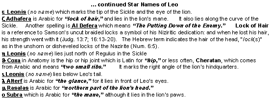 Star Names of Leo continued